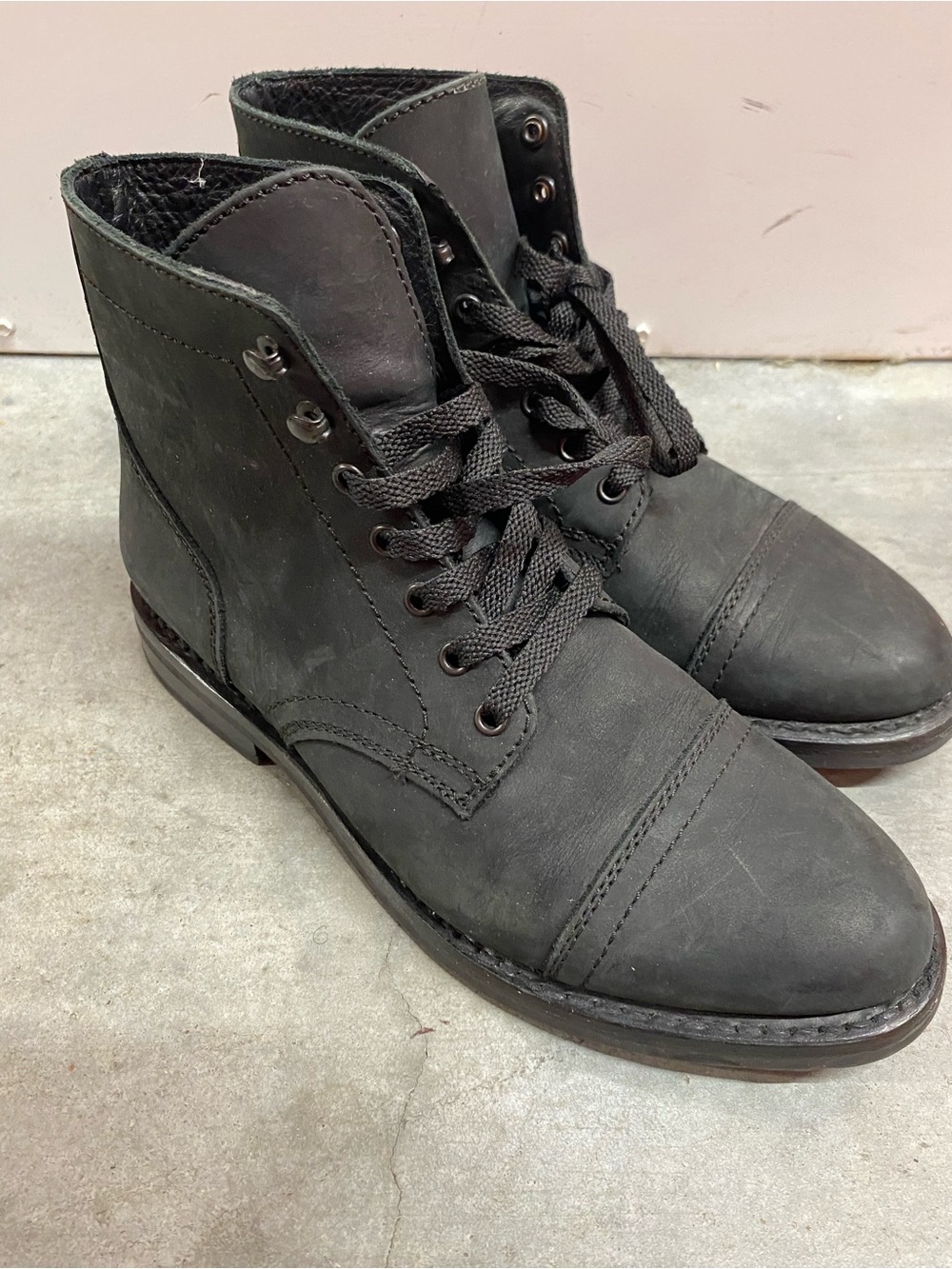 Thursday Boot Company Captain Black Lace-Up Cap-Toe Boots